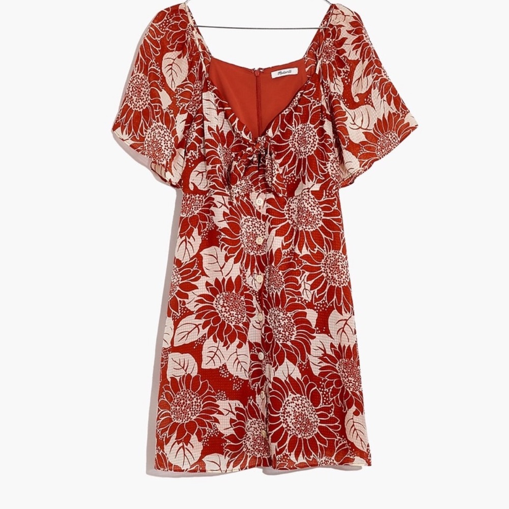 Madewell Silk Tie-Front Mini Dress on Sunflower Season Size 10